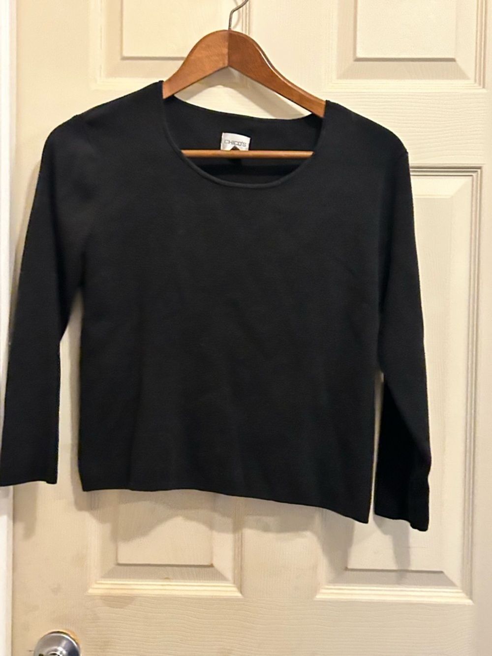 Chico's Classic Black Long Sleeve Crewneck Sweater - size 1